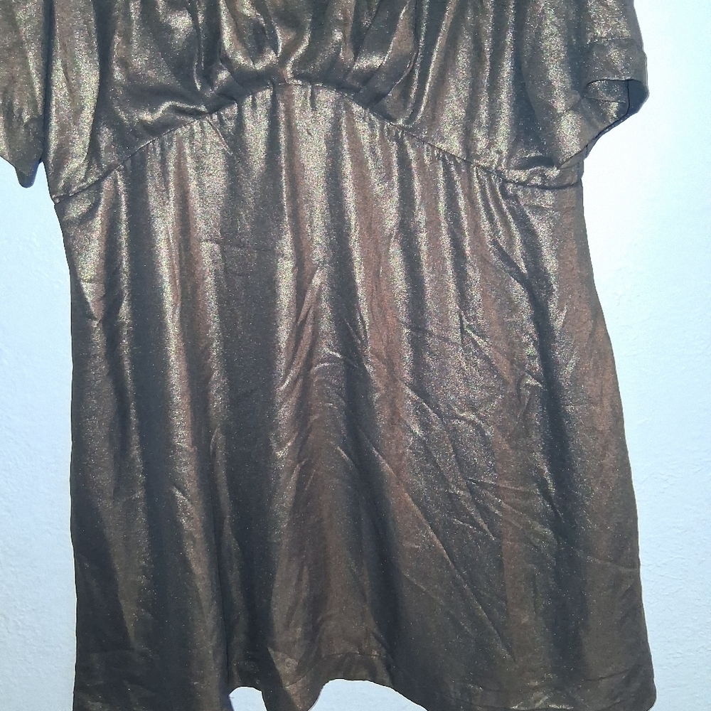 Emily And Fin Shake And Shimmer A Line Mini Dress Gold Metallic XXL - Picture 4 of 8